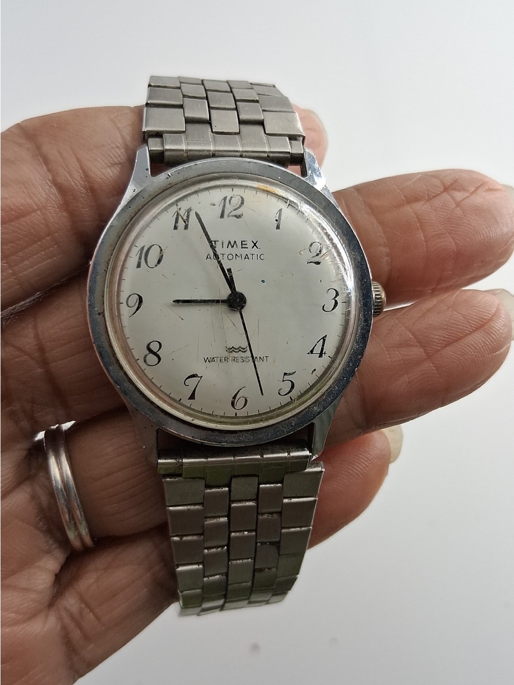 Timex Silver Stainless Steel Men's Watch with White Dial